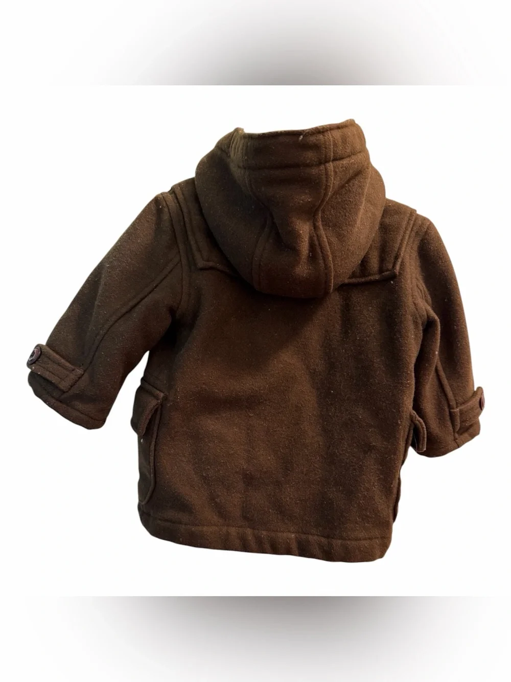 Vintage Gap Baby Unisex Brown Wool Blend lined Hooded Toggle Pea Coat